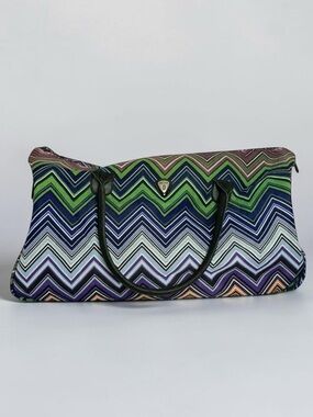 Calpak Chevron Weekender Duffle Bag Purple Travel Carry On Gym Tote